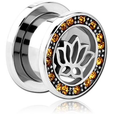 STAINLESS STEEL THREADED TUNNEL WITH SURGICAL STEEL JEWELLED TOP
