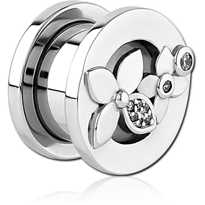 STAINLESS STEEL THREADED TUNNEL WITH SURGICAL STEEL JEWELLED TOP
