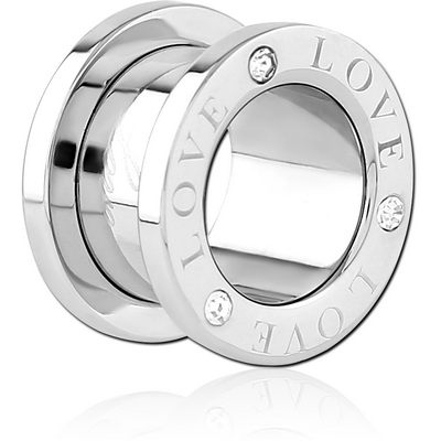 STAINLESS STEEL THREADED TUNNEL WITH SURGICAL STEEL JEWELLED TOP