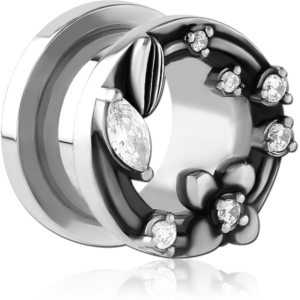 STAINLESS STEEL THREADED TUNNEL WITH SURGICAL STEEL JEWELLED TOP