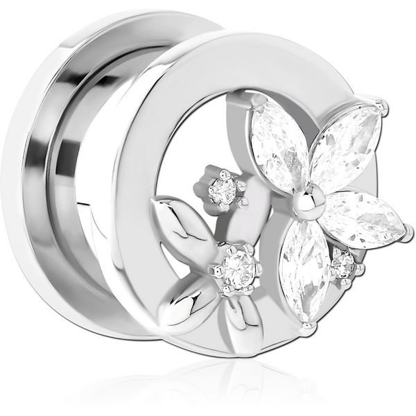 STAINLESS STEEL THREADED TUNNEL WITH SURGICAL STEEL JEWELLED TOP