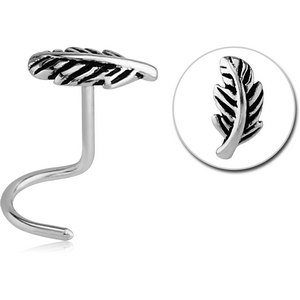 SURGICAL STEEL LARGE CURVE NOSE STUD - LEAF