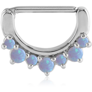 SURGICAL STEEL PRONG SET SYNTHETIC OPAL NIPPLE CLICKER