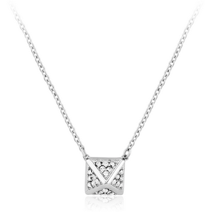 SURGICAL STEEL JEWELLED NECKLACE WITH PENDANT - PYRAMID