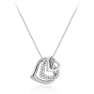 SURGICAL STEEL JEWELLED NECKLACE WITH PENDANT - THREE HEARTS
