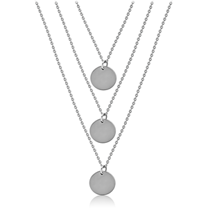 SURGICAL STEEL TRIPLE CHAON NECKLACE WITH PENDANT - DISKS