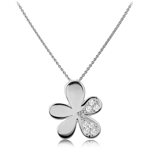 SURGICAL STEEL JEWELLED NECKLACE WITH PENDANT - FLOWER