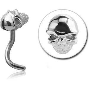 SURGICAL STEEL CURVED NOSE STUD - SKULL