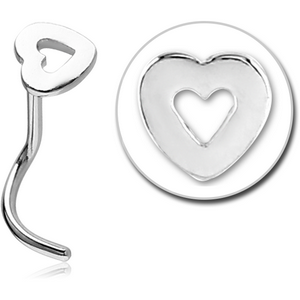 SURGICAL STEEL CURVED NOSE STUD - HEART
