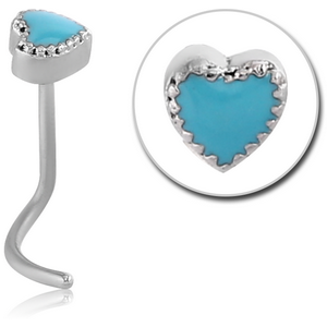 SURGICAL STEEL CURVED NOSE STUD - HEART