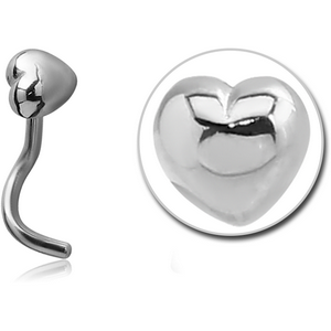 SURGICAL STEEL CURVED NOSE STUD - HEART