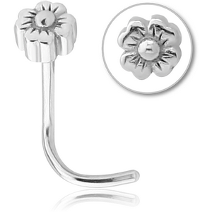 SURGICAL STEEL CURVED NOSE STUD - FLOWER