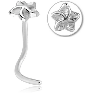 SURGICAL STEEL CURVED NOSE STUD - FLOWER