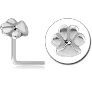 SURGICAL STEEL 90 DEGREE NOSE STUD - PAW
