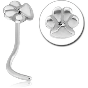 SURGICAL STEEL CURVED NOSE STUD - PAW