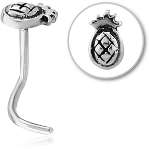 SURGICAL STEEL CURVED NOSE STUD - PINEAPPLE