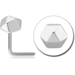 SURGICAL STEEL 90 DEGREE NOSE STUD - OCTAGON