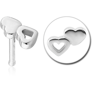 SURGICAL STEEL NOSE BONE - DOUBLE HEARTS