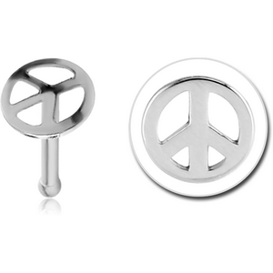 SURGICAL STEEL PEACE SIGN NOSE BONE