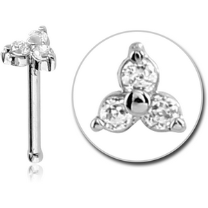 SURGICAL STEEL JEWELLED TRINITY NOSE BONE