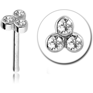 SURGICAL STEEL JEWELLED TRINITY NOSE BONE