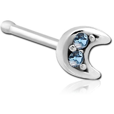 SURGICAL STEEL JEWELLED NOSE BONE - CRESCENT