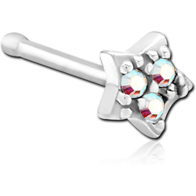 SURGICAL STEEL JEWELLED NOSE BONE - STAR