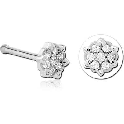 SURGICAL STEEL JEWELLED NOSE BONE - FLOWER