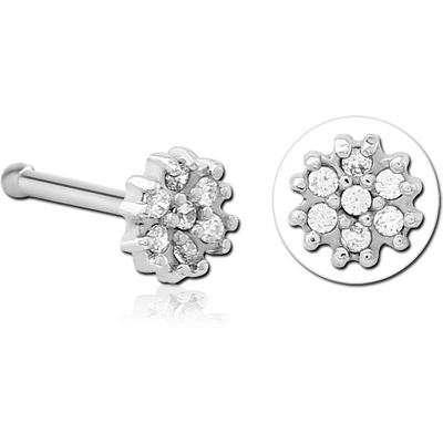 SURGICAL STEEL JEWELLED NOSE BONE - FLOWER