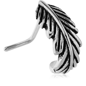 SURGICAL STEEL 90 DEGREE WRAP AROUND NOSE STUD - FEATHER