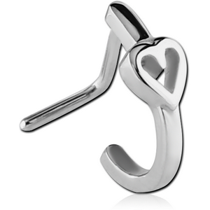 SURGICAL STEEL 90 DEGREE WRAP AROUND NOSE STUD - HEART