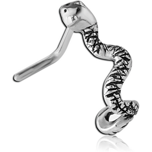 SURGICAL STEEL 90 DEGREE WRAP AROUND NOSE STUD - SNAKE