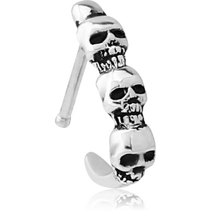 SURGICAL STEEL WRAP AROUND NOSE BONE - FOUR SKULLS