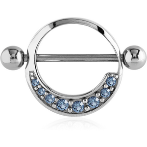 SURGICAL STEEL JEWELLED NIPPLE SHIELD - ROUND