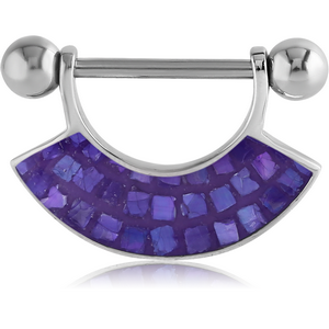SURGICAL STEEL SYNTHETIC MOTHER OF PEARL MOSAIC NIPPLE SHIELD - FAN