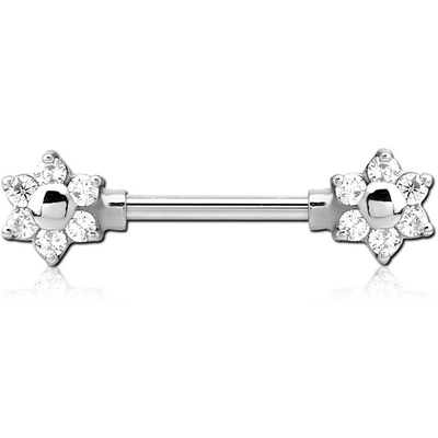 SURGICAL STEEL JEWELLED NIPPLE BAR - FLOWER