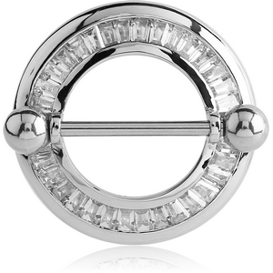 SURGICAL STEEL JEWELLED NIPPLE SHIELD - CIRCLE TABUETTE STONES