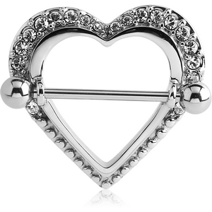 SURGICAL STEEL JEWELLED NIPPLE SHILED - HEART