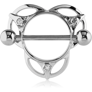 SURGICAL STEEL JEWELLED NIPPLE SHIELD - THREE HALF CIRCLES