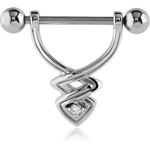 SURGICAL STEEL JEWELLED NIPPLE SHIELD - TWIST DOWNWARDS
