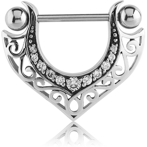 SURGICAL STEEL JEWELLED NIPPLE SHIELD - V FILIGREE