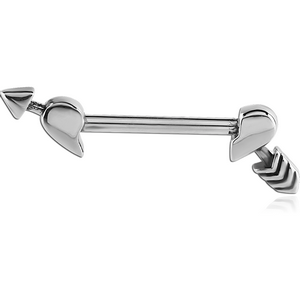 SURGICAL STEEL NIPPLE SHIELD - BROKEN HEART WITH ARROW