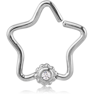 SURGICAL STEEL OPEN STAR SEAMLESS RING