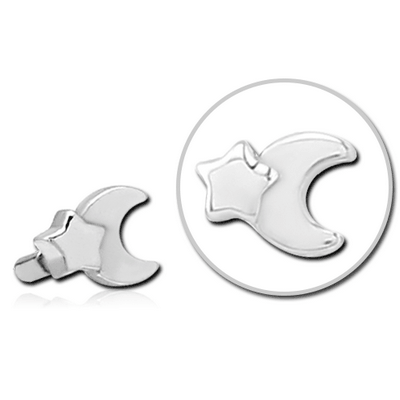SURGICAL STEEL PUSH FIT ATTACHMENT FOR BIOFLEX INTERNAL LABRET - CRESCENT AND STAR