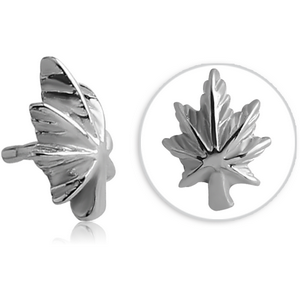 SURGICAL STEEL PUSH FIT ATTACHMENT FOR BIOFLEX INTERNAL LABRET - MARIJUANA LEAF