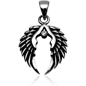 SURGICAL STEEL JEWELLED PENDANT - WINGS