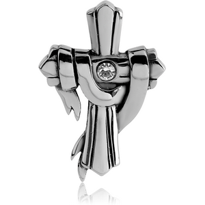 SURGICAL STEEL JEWELLED PENDANT - CROSS