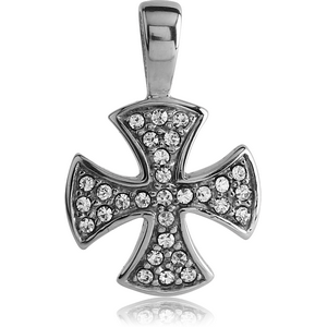 SURGICAL STEEL JEWELLED PENDANT - IRON CROSS