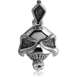 SURGICAL STEEL JEWELLED PENDANT - SKULL