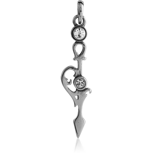 SURGICAL STEEL JEWELLED PENDANT - SWORD